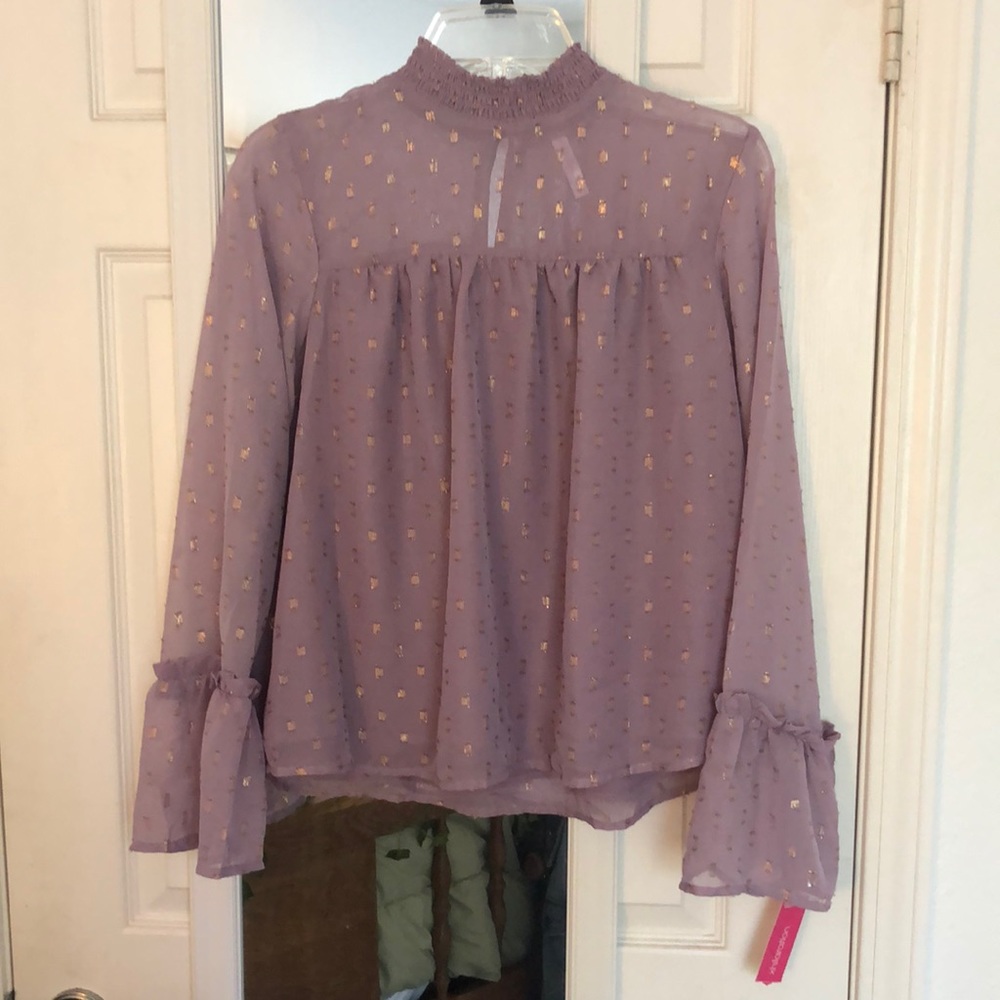 Xhilaration purple and gold princess sleeve blouse